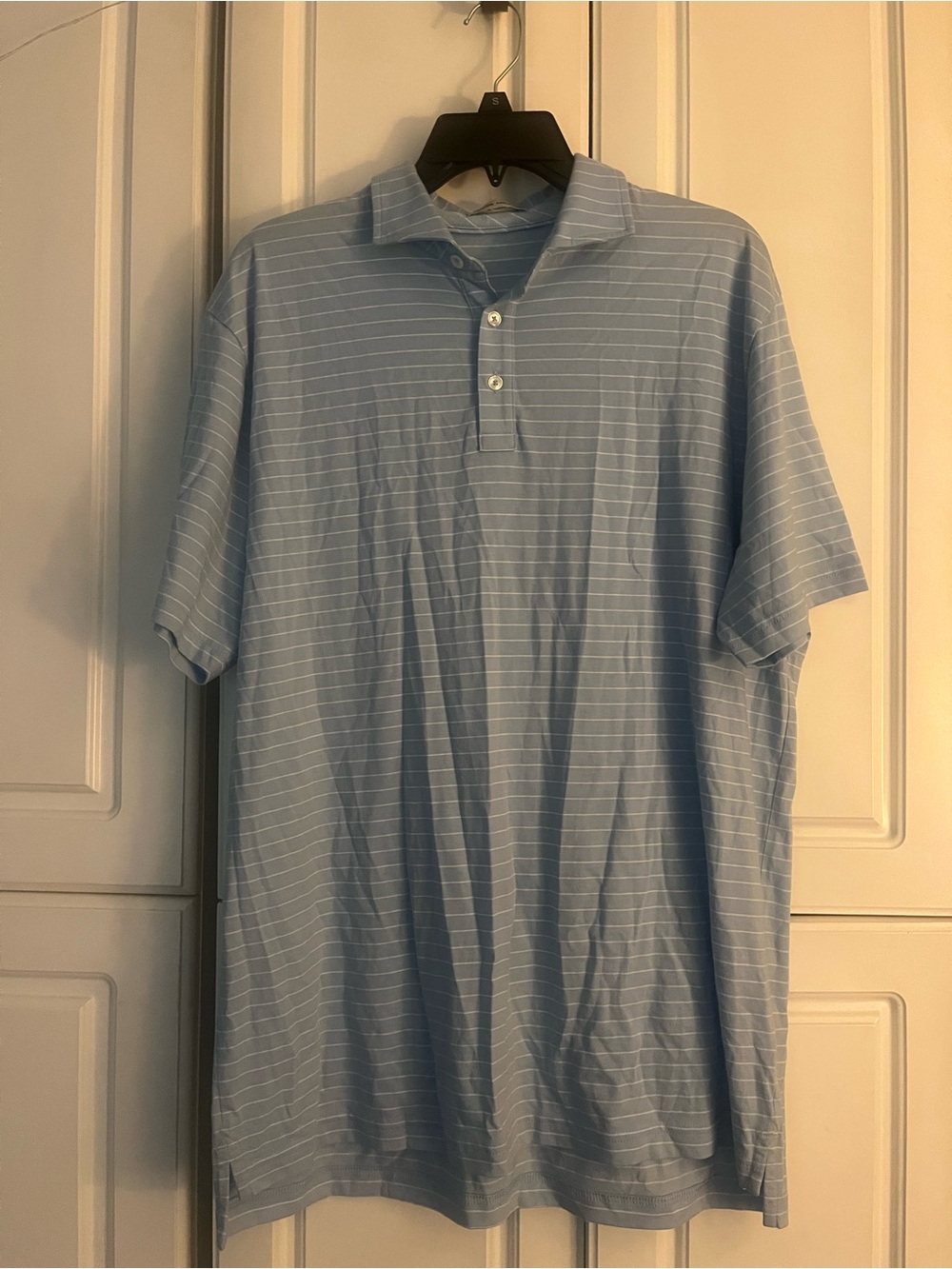 Peter Millar Light Blue Pinstripe Polo